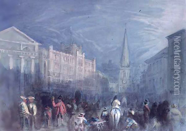 View of Broad Street, Bristol Oil Painting - Francis Abel William Taylor Armstrong