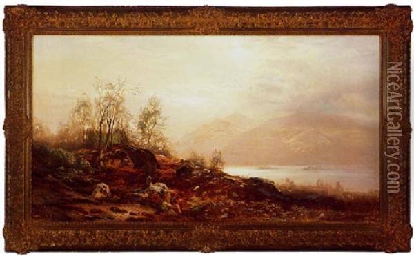 On The Banks Of The Hudson River Oil Painting - Arthur Parton