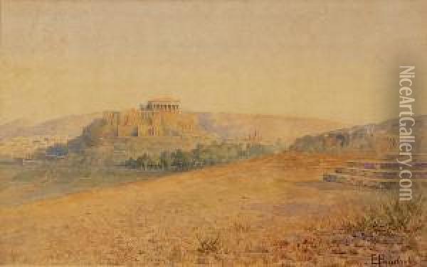 View Of The Acropolis Oil Painting - Emilios Prosalentis