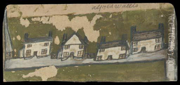 Row Of Four Cottages Oil Painting - Alfred Wallis