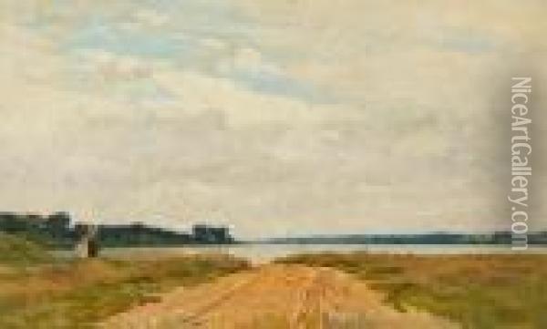 Stour River, Manningtree In The Distance Oil Painting - Frederick George Cotman