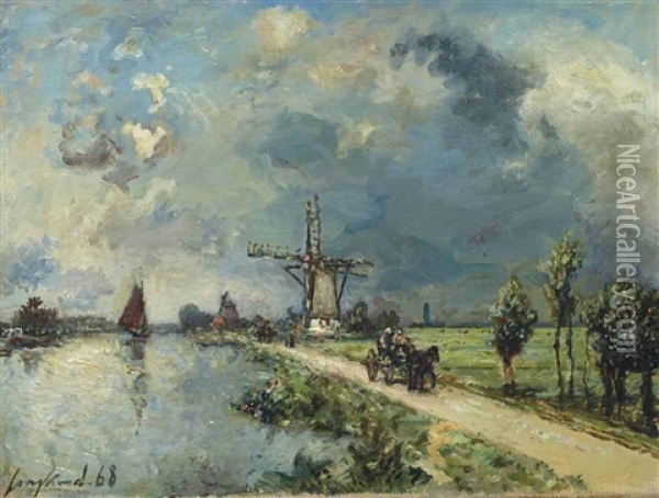 La Route Pres De Rotterdam, Effet De Pluie Oil Painting - Johan Barthold Jongkind