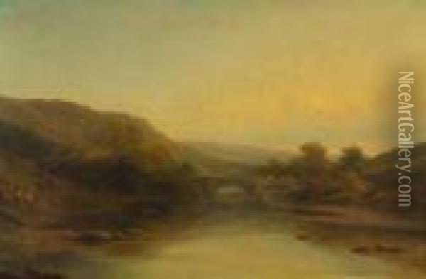 On The Llugwy, N.w Oil Painting - George Vicat Cole