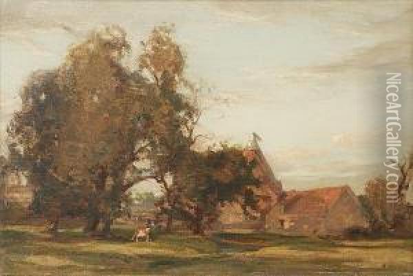 An East Lothian Farm Oil Painting - Robert Hope