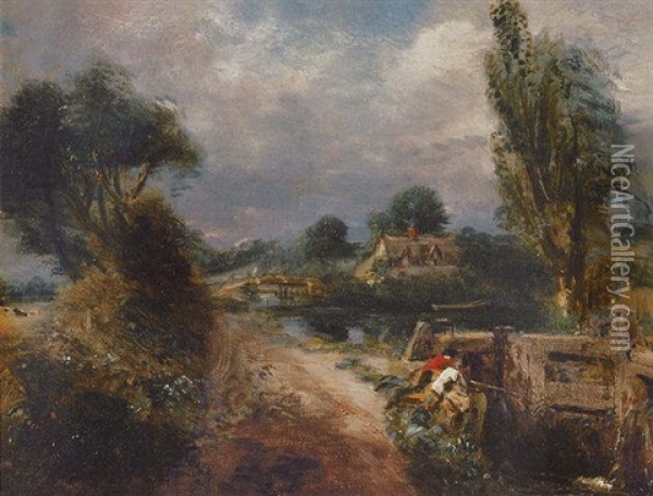 Study For Boys Fishing Oil Painting - John Constable