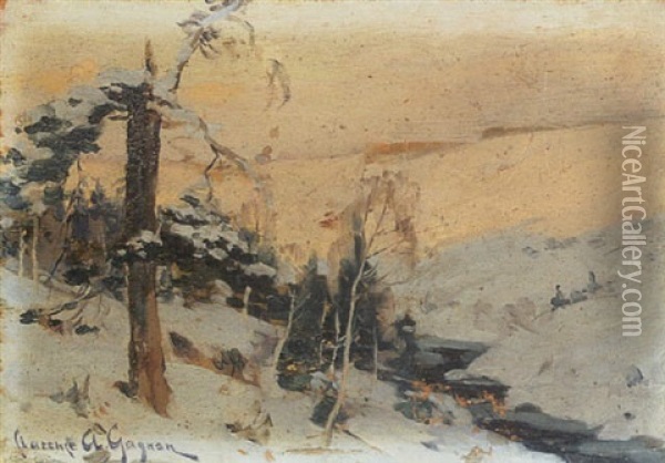 Paysage L'hiver Au Canada Oil Painting - Clarence Alphonse Gagnon