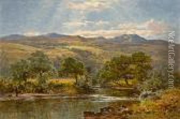 A Fine Day, North Wales Oil Painting - Benjamin Williams Leader