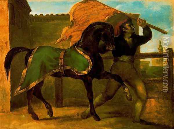 The horses race Oil Painting - Theodore Gericault