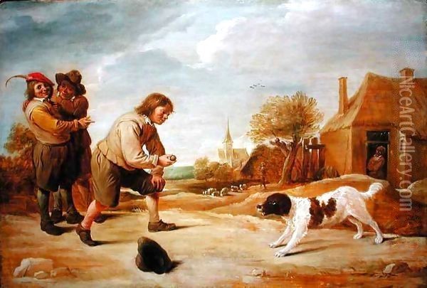 A Game of Catch Oil Painting - Thomas Van Apshoven