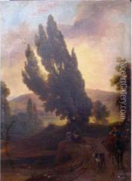 Paysage Italien Oil Painting - Guillaume Frederic Ronmy