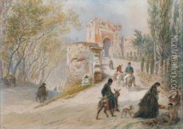 A Moorish Gate In The South Of Spain Oil Painting - Carl Goebel