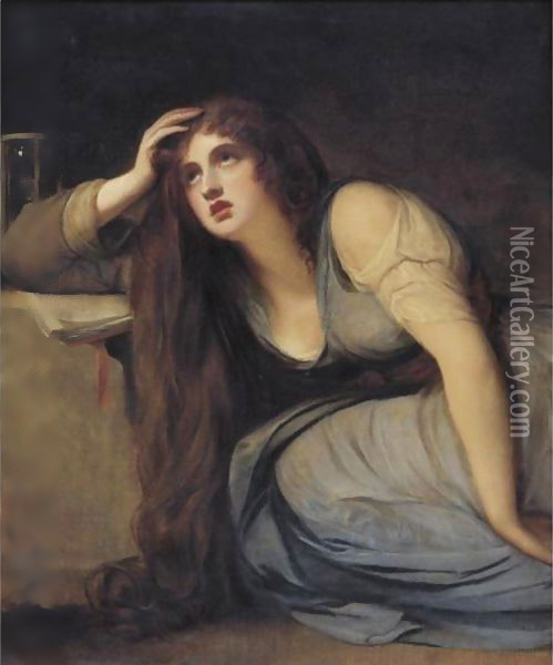 Lady Hamilton As The Magdalene Oil Painting - George Romney