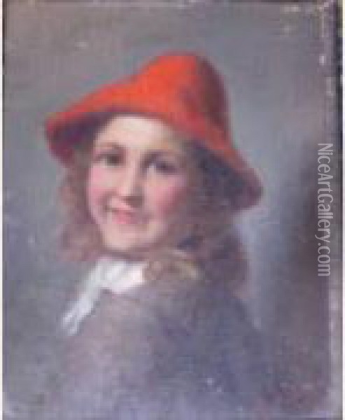 Petite Fille Au Chapeau Rouge Oil Painting - Alois Binder