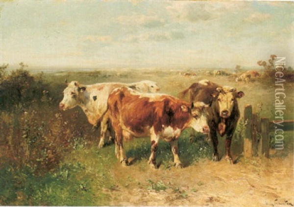 Landskap Med Kor Oil Painting - Henry Schouten