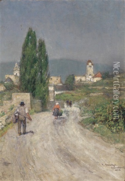 Durnstein Im Jahre 1918 Oil Painting - Emil Strecker
