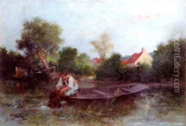Le Pecheur D'anguilles Oil Painting - Emile Thivier