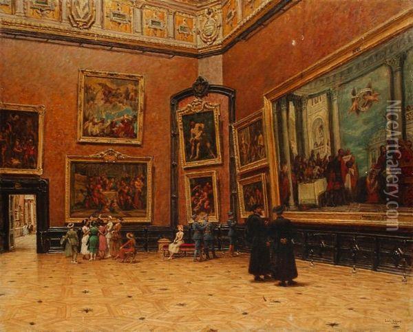 Visite Au Louvre Oil Painting - Louis Beroud