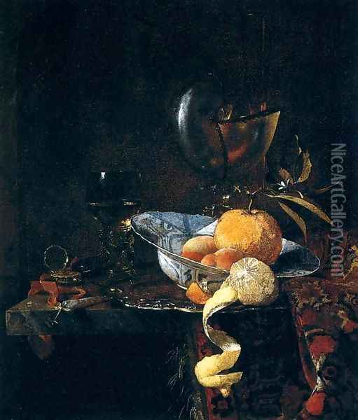 Still-Life with Porcelain and a Nautilus Cup Oil Painting - Willem Kalf