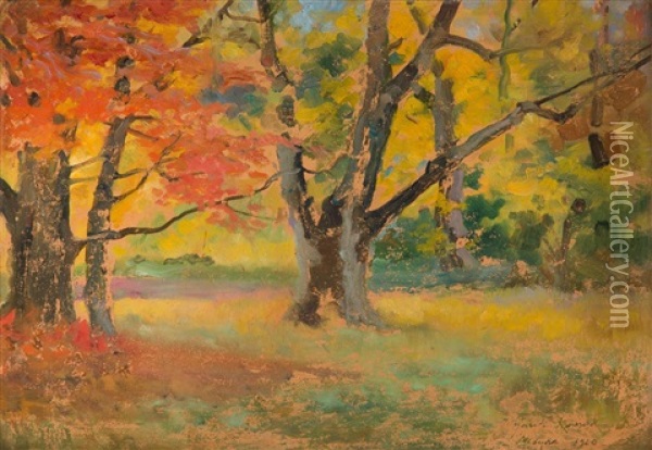 Autumn Landscape ('medyka') Oil Painting - Woiciech (Aldabert) Ritter von Kossak