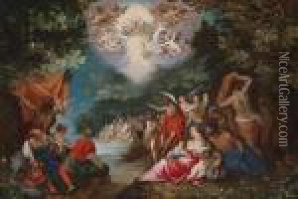 The Baptism Of Christ Inthe River Jordan Oil Painting - Jan The Elder Brueghel