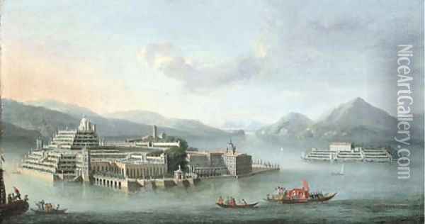 Lake Maggiore with the Isola Bella, and the Isola dei Pescatori beyond Oil Painting - Antonio Joli