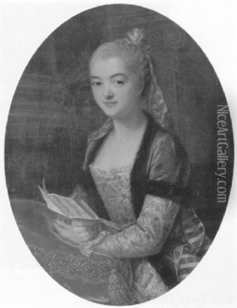 Portrait De Femme Tenant Une Lettre Oil Painting - Jean-Baptiste van Loo