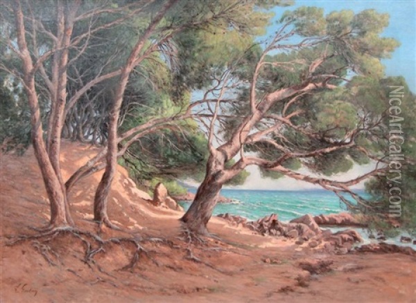 Paysage Mediterraneen Aux Grands Pins Oil Painting - Louis Gaidan