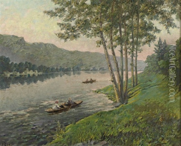 On A River In Summer Oil Painting - Jacob Abraham (Jacques) Zon