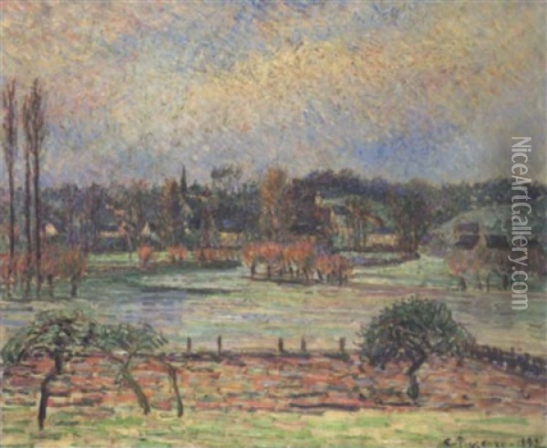 Inondation, Effet Du Matin, Eragny Oil Painting - Camille Pissarro