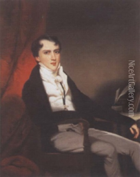 Portrait Of Andrew Stirling Esquire At His Desk Oil Painting - George Chinnery