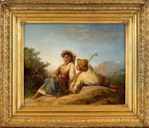 Couple Napolitain. Oil Painting - Louis-Leopold Robert