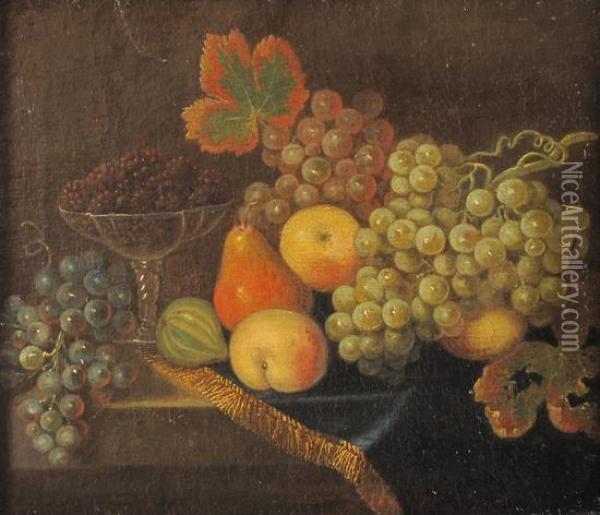 Uva, Mele, Pere, Fichi E Altri Frutti Su Un Tavolo Oil Painting - Christian Berentz