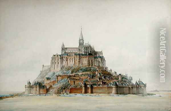 Project for restoration of Mont Saint-Michel (south side), March 1875 Oil Painting - Edouard-Jules Corroyer