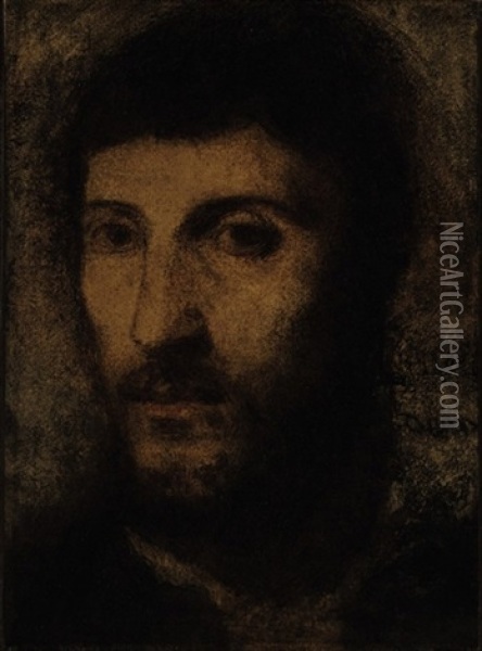 La Tete Du Portrait D'homme (after Titian) Oil Painting - Henri Fantin-Latour