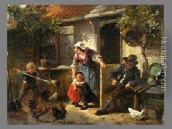 Die Familie Vor Dem Haus Oil Painting - Jan Mari Henri Ten Kate