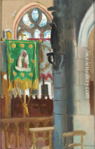 Interieur De L'eglise A La Banniere Verte Oil Painting - Maurice Denis