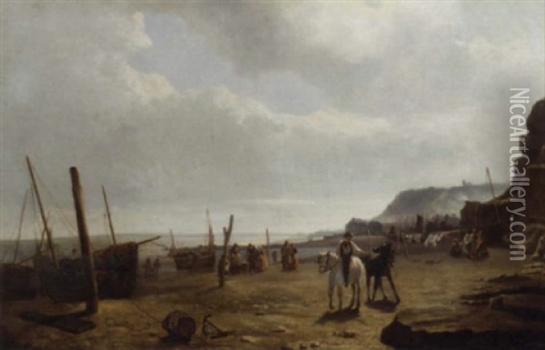 Activity On The Beach Oil Painting - Charles Hoguet