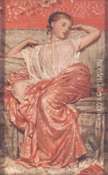 A Draped Figure Oil Painting - Albert Joseph Moore