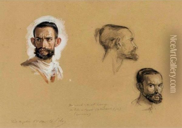 Studies Of Mohamed Oil Painting - Isidore Alexandre Augustin Pils