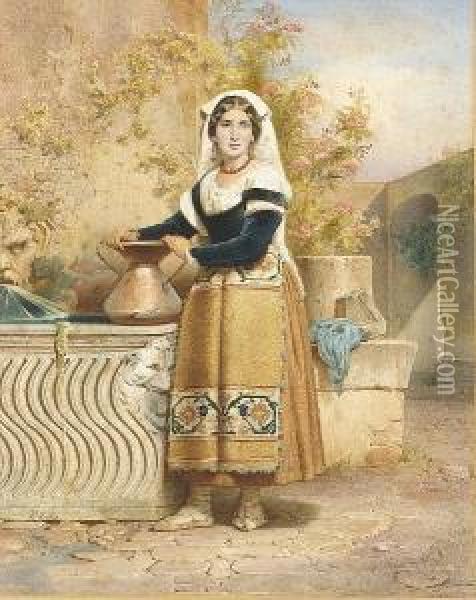 At The Well Oil Painting - Victor Florence Pollet