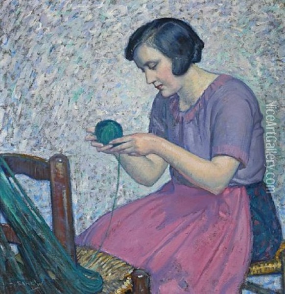 Winding Yarn Oil Painting - Myron Barlow