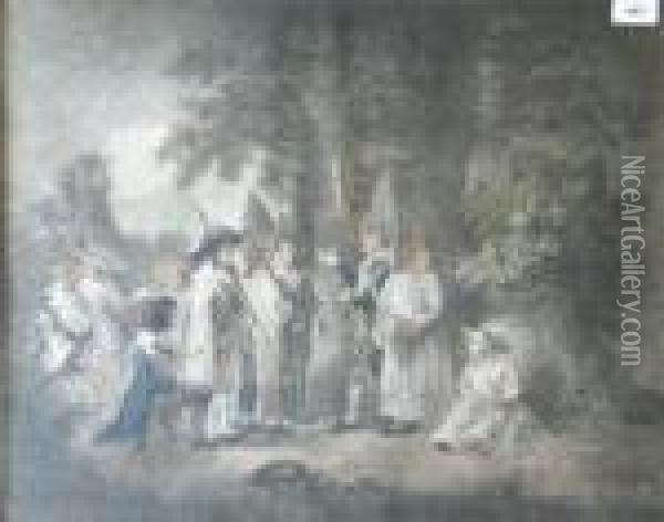 Children Playing At Soldiers Oil Painting - George Morland