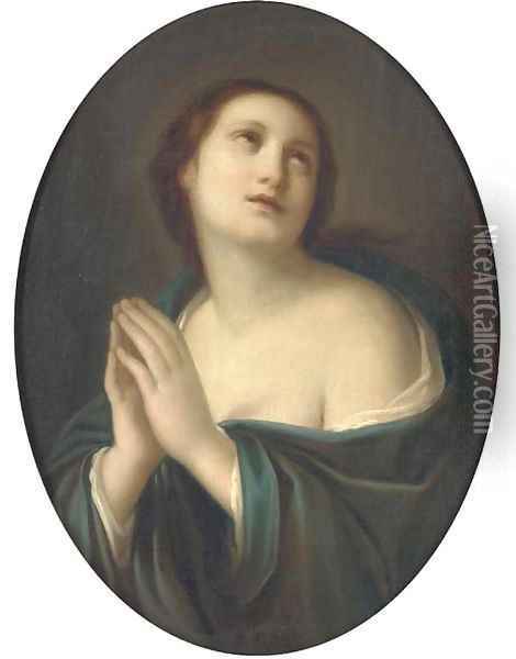 The Penitent Magdalen, in a feigned oval Oil Painting - Elisabetta Sirani