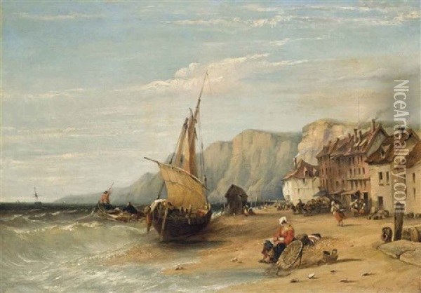 A Blustery Day On The French Coast Oil Painting - Richard Parkes Bonington