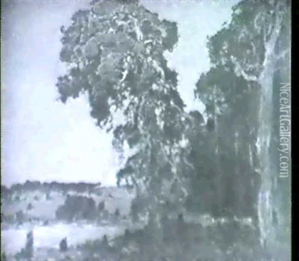 Waldlandschaft Mit Rehen Bei Mondschein Oil Painting - Ernst Kolbe