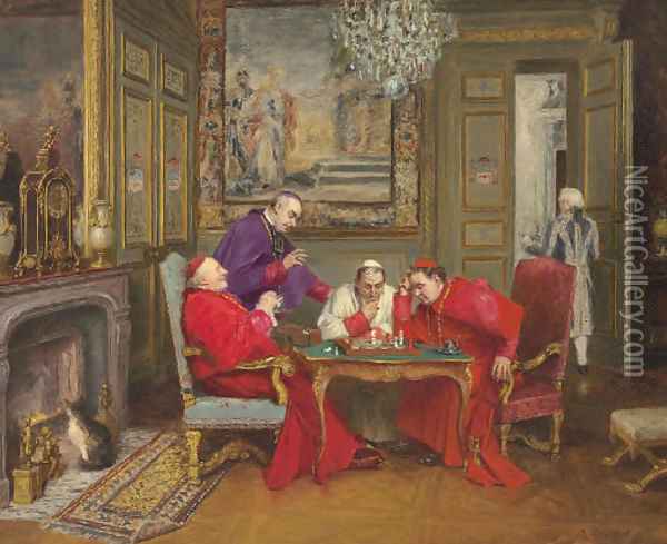 A Cardinal's Move Oil Painting - Henri Brispot