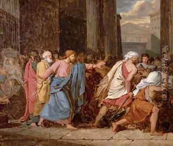 Jesus Driving the Merchants from the Temple Oil Painting - Jean-Germain Drouais