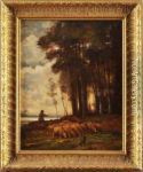 Berger Et Son Troupeau Oil Painting - Charles Emile Jacque