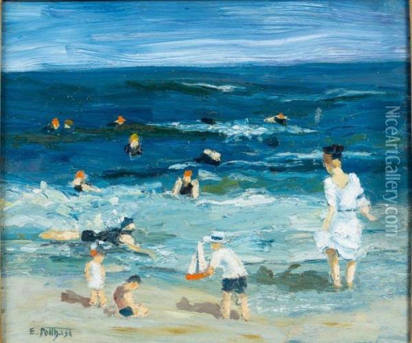 Sunday Beach Oil Painting - Edward Henry Potthast