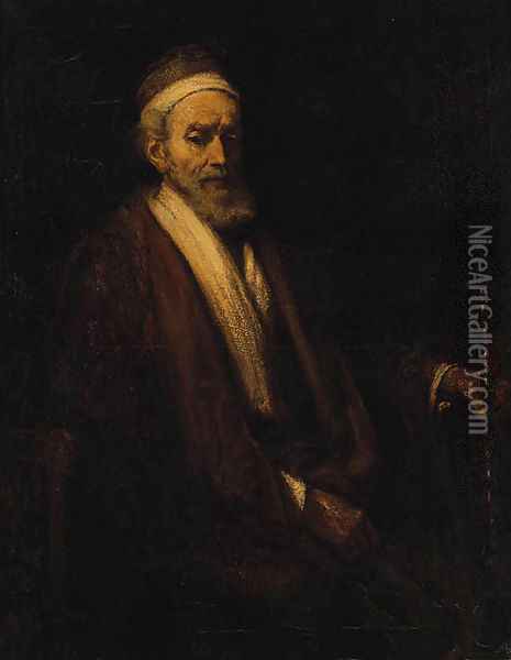 Portrait of Jacob Trip, seated half-length, holding a staff Oil Painting - Rembrandt Van Rijn